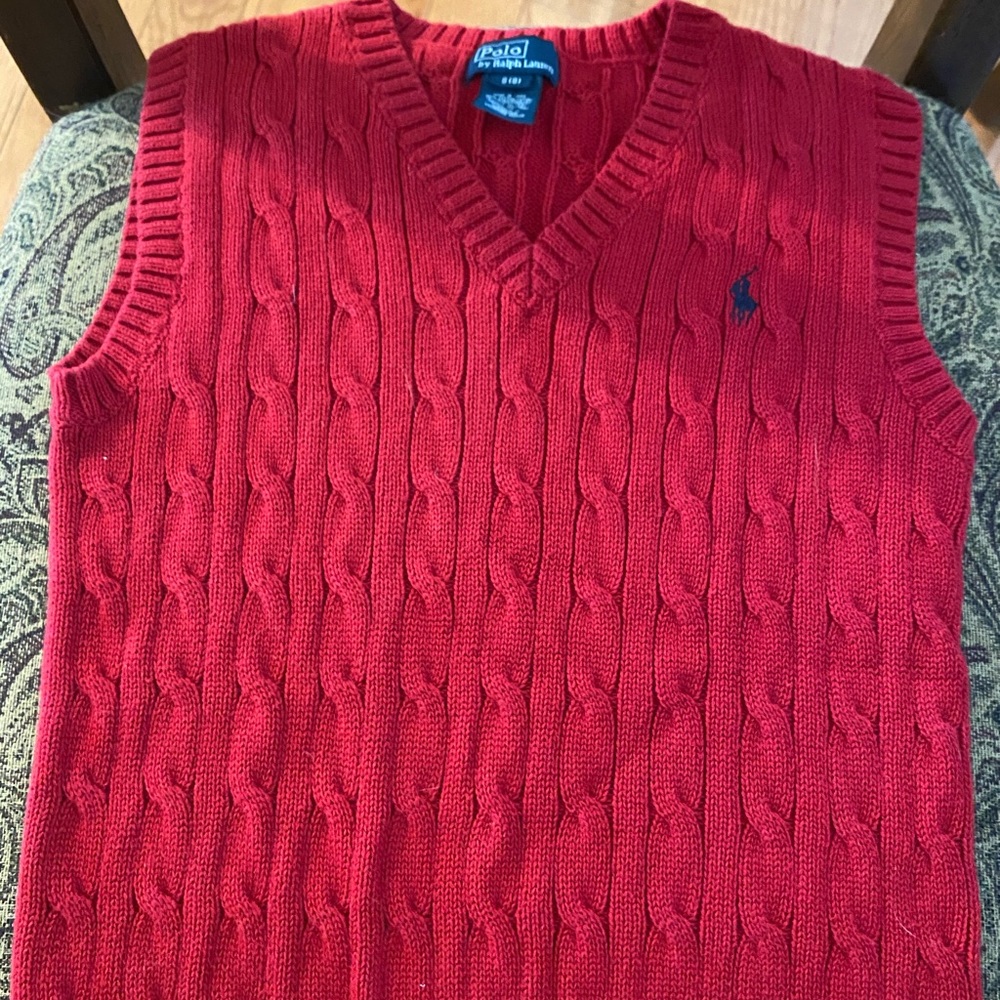 Boy's Red Sweater Vest Polo by Ralph Lauren Sz. 8